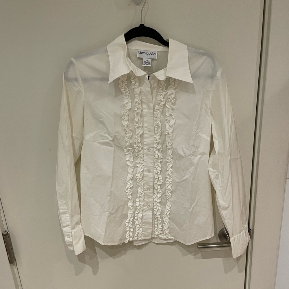 BLOOMINGDALES Button Down Ruffled Shirt